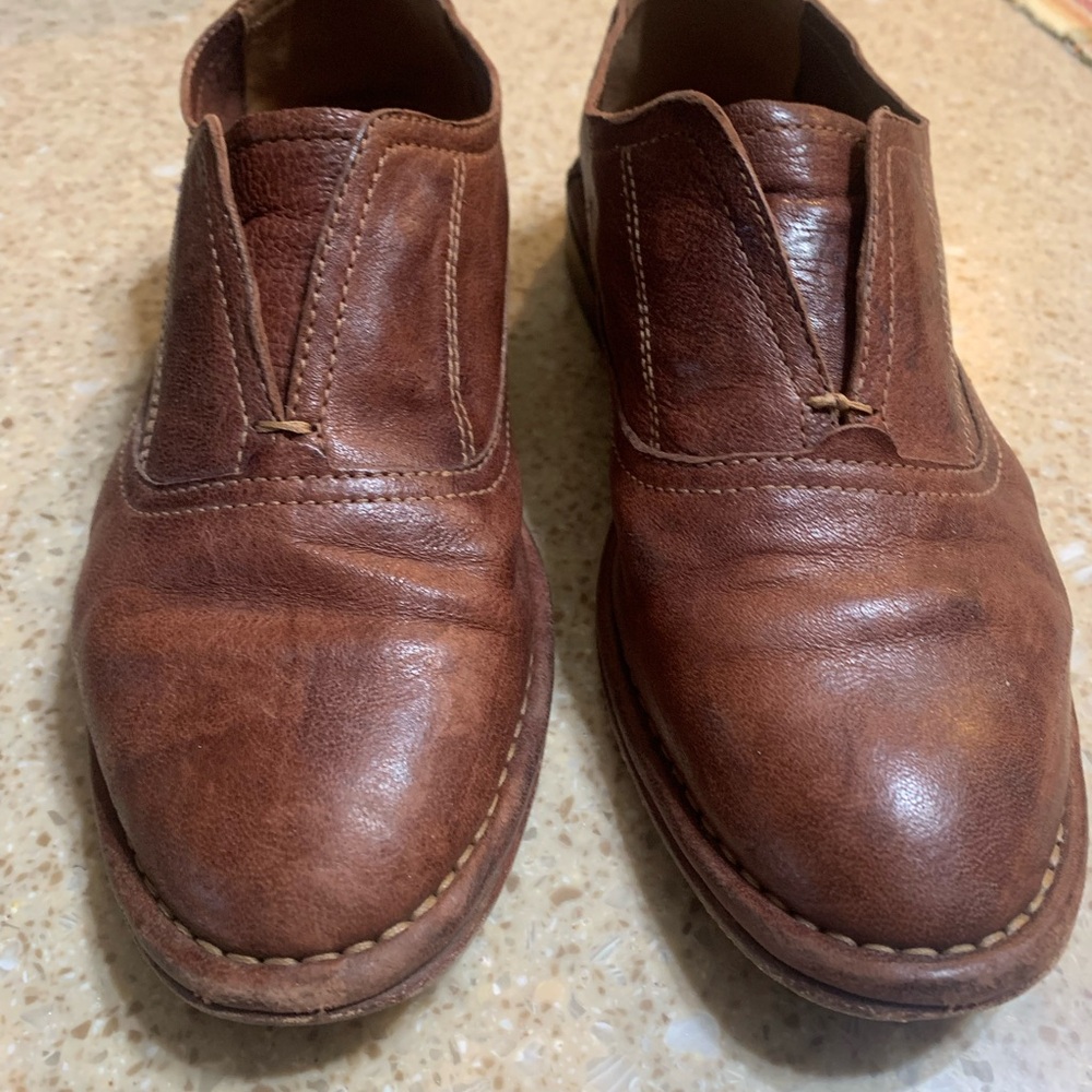 Brown Leather Slip-On Shoes